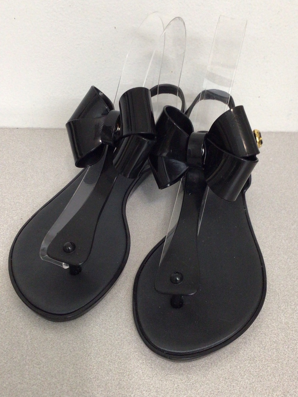 MELISSA Black Bow Thong Sandals Size 5 ANKLE STRAP